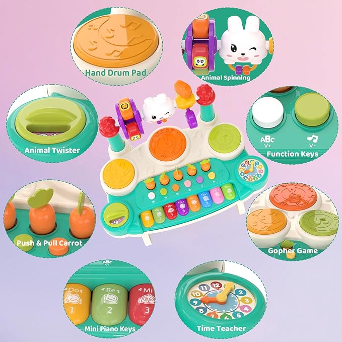 20 in 1 Baby Musical Toys ??Interactive Piano Keyboard Drum Set for 6 9 12 18 Month, Toddlers 1-4, Educational Learning Toys for Boys Girls, First Birthday Gift 1 2 3 4 Year Old, Infant Toys