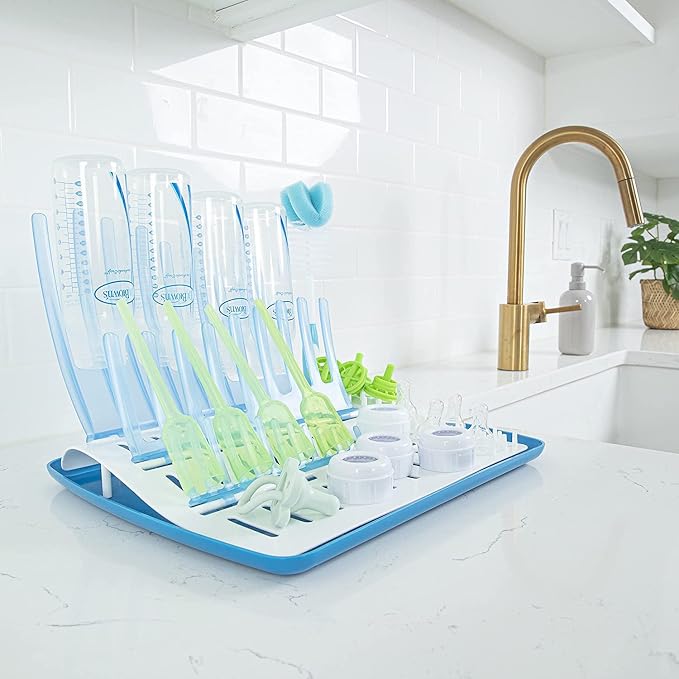 Dr. Brown's Universal Baby Bottle and Accessory Drying Rack with Dishwasher Basket and Dishwasher Bag, for Standard Parts
