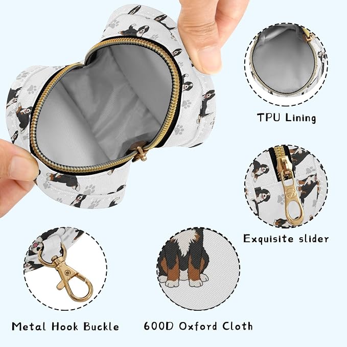 Bernedoodle Dogs White Print Pacifier Holder Case with Clip Paci Holder Pacifier Storage Case Container Portable for Diaper Bag Newborn Girl Boy Essentials