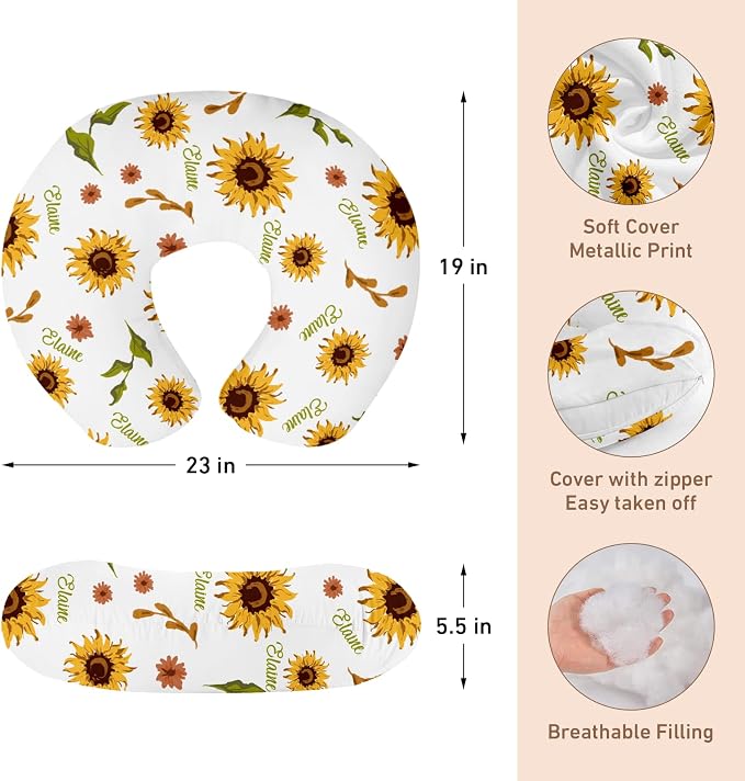 Dyoart Baby Nursing Pillow Cover,Personalized Name Soft Nursing Covers,Breastfeeding Pillow Slipcover for Bottle Feeding,Custom Gifts for Toddler Infant(23"x19"x5.5")(one Size)