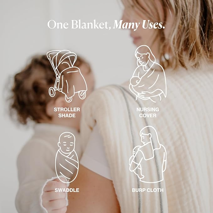 Toddlekind Kind Cloth – Organic Cotton Muslin Baby Blanket (47 × 47 in) – Multi-Use Swaddle, Nursing Cover & Stroller Blanket – Ultra-Soft, Breathable, Stylish Design (Sage)