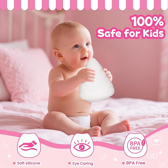 Night Light for Kids, Rechargeable Dimmable Silicone LED Nightlight with 7 Colors, Baby Nursery Night Lamp, Touch Squishy Lamp, Cute Gifts for Girls, Boys, Toddler Room Decor, Christmas Tree