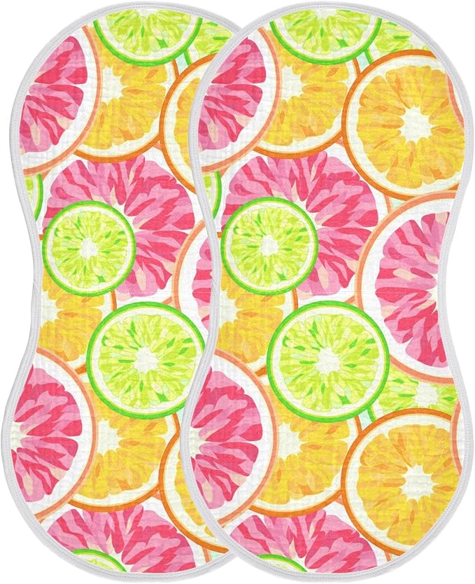 vvfelixl Baby Burp Cloths Orange Grapefruit Lime Lemon Baby Newborn Cotton Burping Cloths Set Baby Washcloths 4 Pack