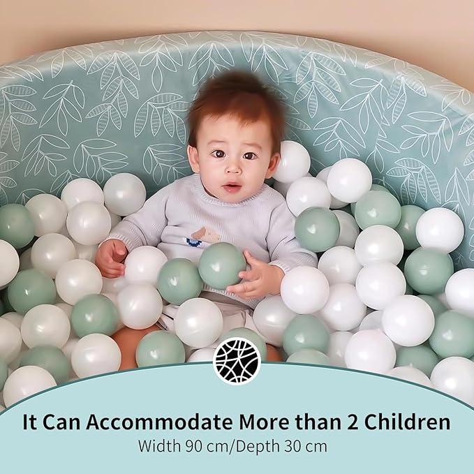Foam Ball Pit 35.4"x 11.8" for Toddlers and Kids,Round Ball Pool Indoor Outdoor Baby Playpen,Ideal Gift for Infants,Balls not Included - Sage