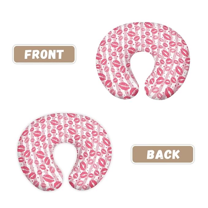 Kiss Stripes Baby Nursing Pillow Cover for Newborn, Stretchy Replaceable Pillow Cover Slipcover U-Shaped Breastfeeding Pillowcase Cushion Cover