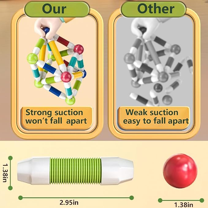 85PCS Extendable Magnetic Toy Montessori Toys for Boys & Girls,STEM Education Building Blocks,Pop Tubes & Balls,Sensory Toys for 3+ Year Old Toddlers