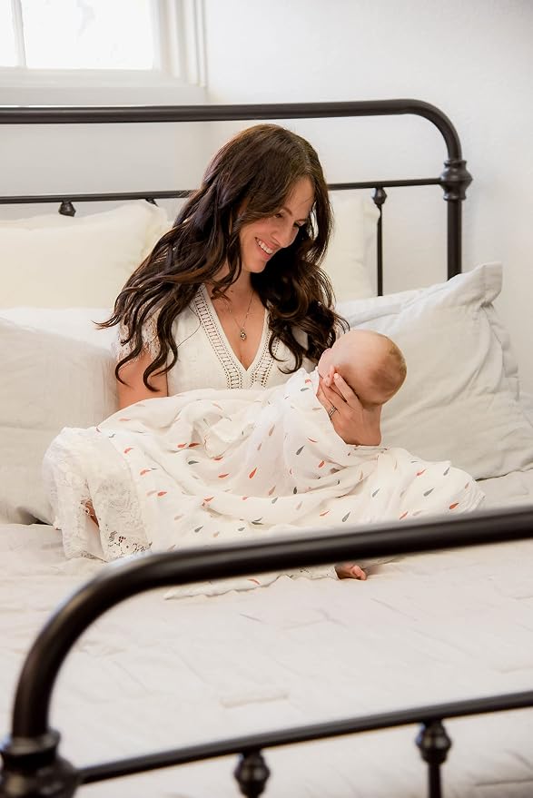 Baby Swaddle Blanket - 2 Pack | Boho Rainbows + Raindrops Set | Muslin Cotton Blend | Newborn Essentials | Boys & Girls Baby Stuff | Receiving Blanket | Rainbow Baby |