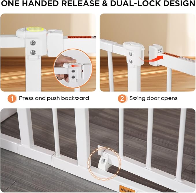 BestPet 36”Tall Arched Décor Walk-Through Dog Gate for Stairs & Doorways, Fits 28.5”-39.7” Wide Openings,Metal Pet Gate for Indoor Use,Adjustable Safety Gates for Pets,White