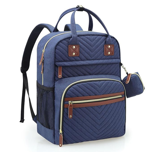 Tuwubi Diaper Bag Backpack, Baby Essentials Travel Tote Bag, Multi function Waterproof Backpacks, Travel Essentials with Stroller Straps & Pacifier Case - Blue