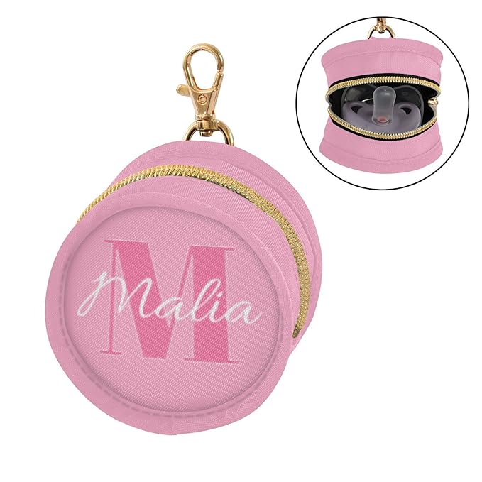 Custom Pink Pacifier Holder Case for Diaper Bag Personalized Portable Travel Pacifier Storage Case with Clip Newborn Baby Pouch for Baby Boys Girls Purse Outdoor