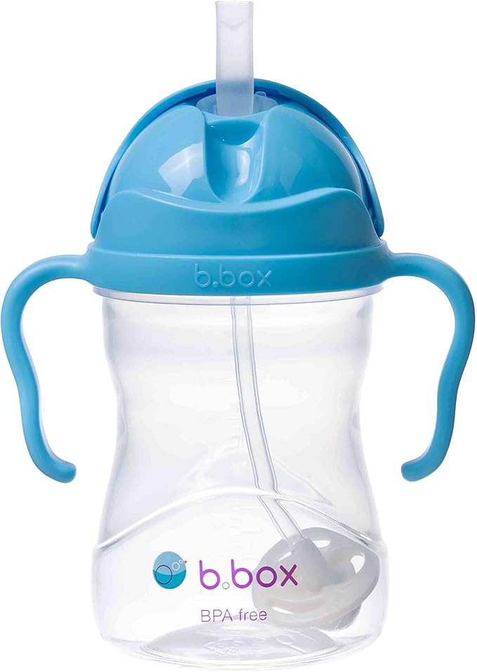 b.box Sippy Cup with Weighted Straw. Leak & Spill Proof. Easy Grip. BPA Free, Dishwasher Safe. Sip from Any Angle. Ideal for Babies 6m+ to Toddlers. (Blueberry, 8oz)