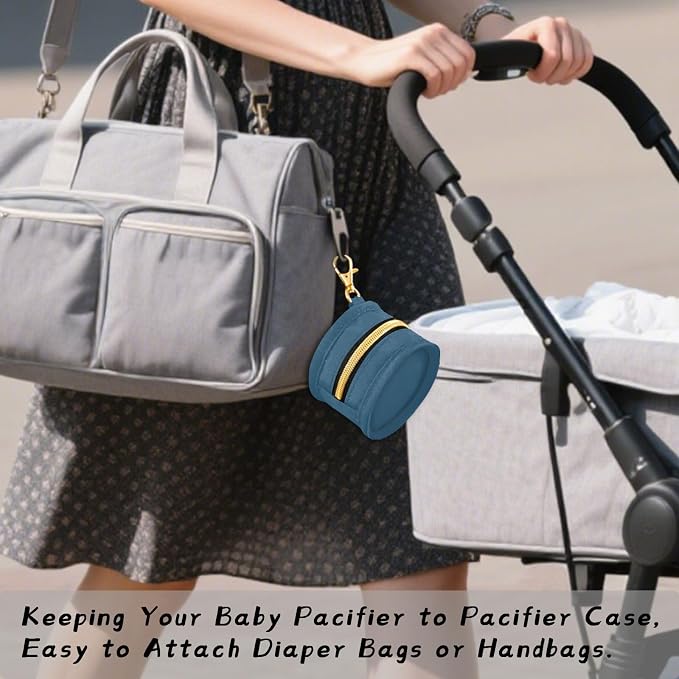 Caribbean Blue Pacifier Holder Case Newborn Pacifier Storage Pouch for Boys Girls Easy Attach to Diaper Bag Portable Baby Essentials Container