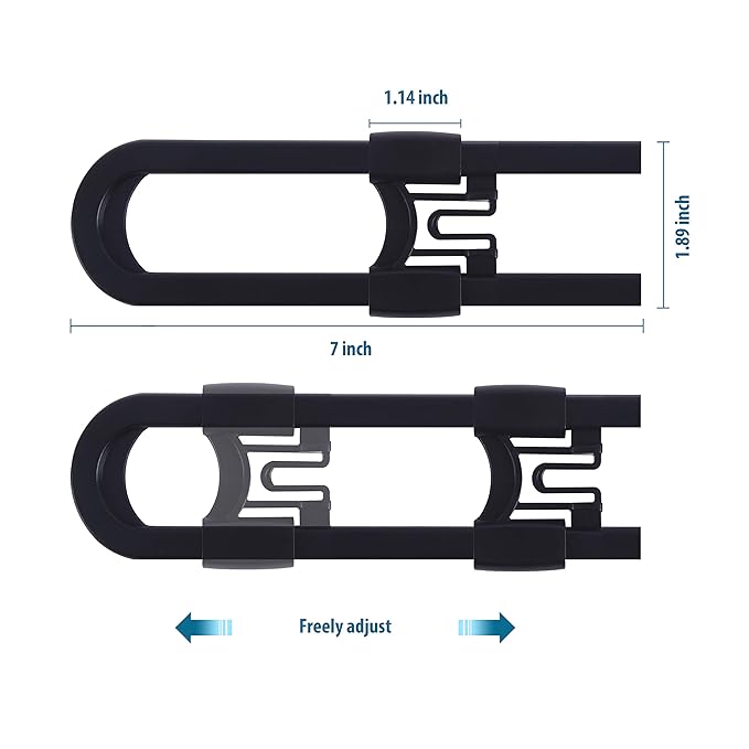 Sliding Cabinet Locks Baby Proofing ??Adjustable Child Safety Latches for Knobs & Handles ??6 Pack ??No Adhesive Drilling or Tools - Black