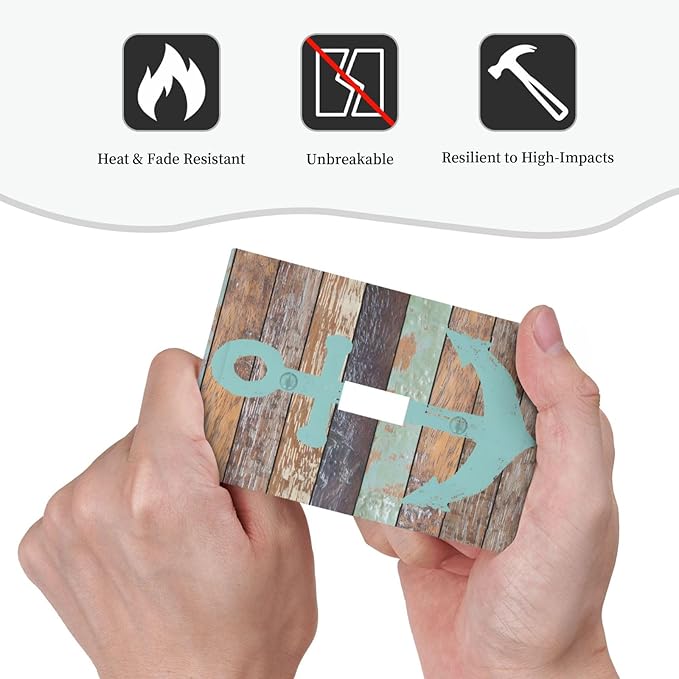 Timeworn Marine Weathered Wood Rustic Nautical Anchor Decorative Light Switch Cover 1 Gang Single Toggle Device Electrical Faceplate Switchplates Decorator Outlet Wall Plate for Farmhouse Home Decor