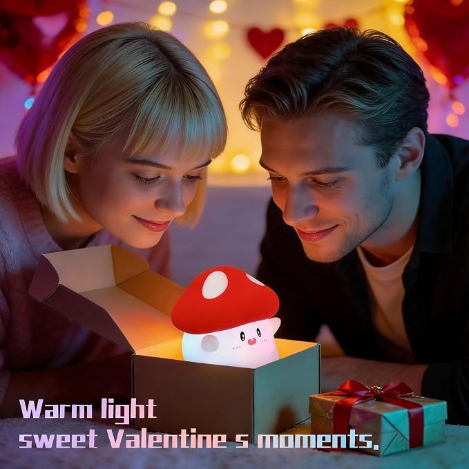 Cute Mushroom Night Light with RGB Flashing Color Squishy Soft Silicone, USB Rechargeable, Long Battery Life, Soft Squishy, Dimmable Brightness - Bedroom Decor, Gifts Decor for Kids & Adults
