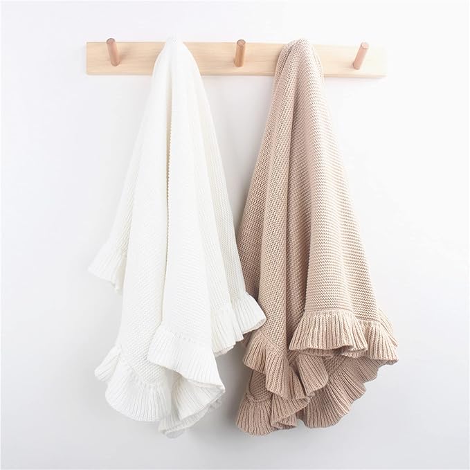 Baby Wraps Ruffle Edge Knitted Wrap Blanket Infant Blanket Crib Stuffer Non-fluorescent Newborns Photo Blanket Baby Bedding Crib Sets Girl Neutral For Cribs, White