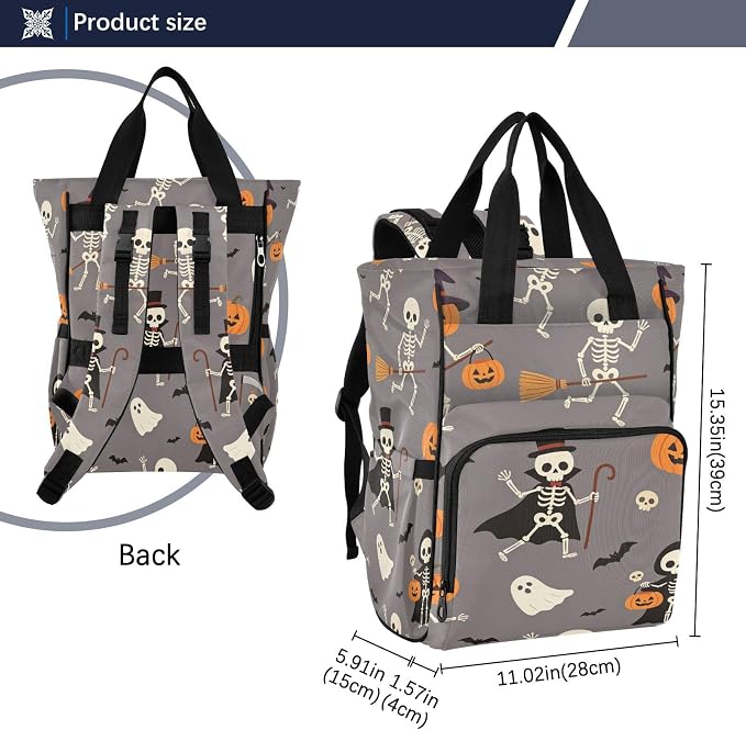 Gothic Skull Peonies Diaper Bag Insul Travel Mom Dad