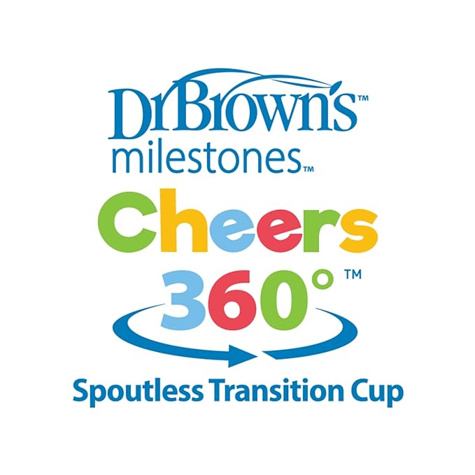 Dr. Brown's Milestones Cheers 360 Spoutless Transition Cup with Handles, Travel Friendly and Leak Free Sippy for Babies and Toddlers, Blue Animal Safari, BPA Free, 7 oz/200 mL, 6m+, Value Pack