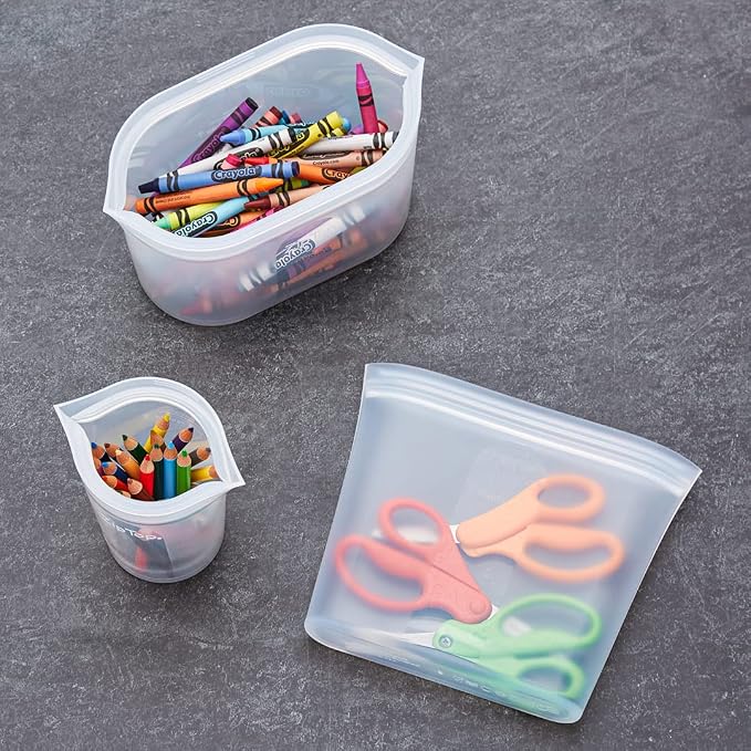 Zip Top Reusable Food Storage Bags | Sandwich Bag [Frost] | Silicone Meal Prep Container | Microwave, Dishwasher and Freezer Safe | Made in the USA