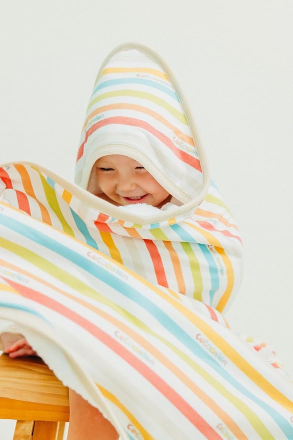 Copper Pearl Premium Knit Hooded Bath Towel CoComelon Stripe