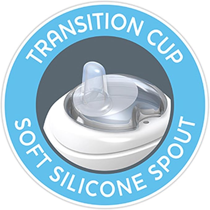 Chicco Transition Sippy Cup for Babies 4+ Months, 7oz Training Cup with Soft Silicone Spout, Easy Grip Removable Handles, Measurement Markings, BPA Free, Blush