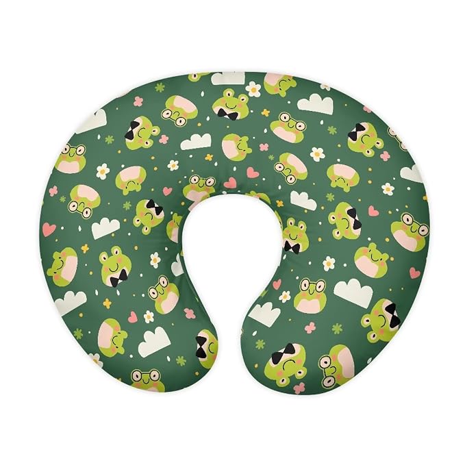 Cloud Cute Frog Nursing Pillow Cover for Baby Boy Girl Breastfeeding Nursing Pillow Slipcovers Super Soft Stretchy Replaceable Pillow Cover Slipcover