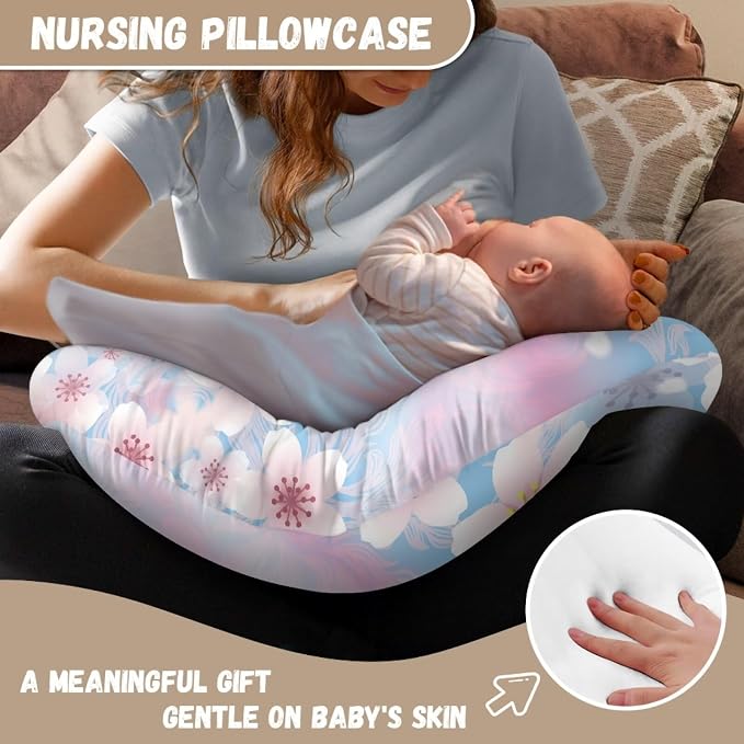 Cherry Blossom Marble Nursing Pillow and Positioner Detachable Newborn Original Breastfeeding Slipcover Case Removable Head Support Protector Cushion Easy to Use
