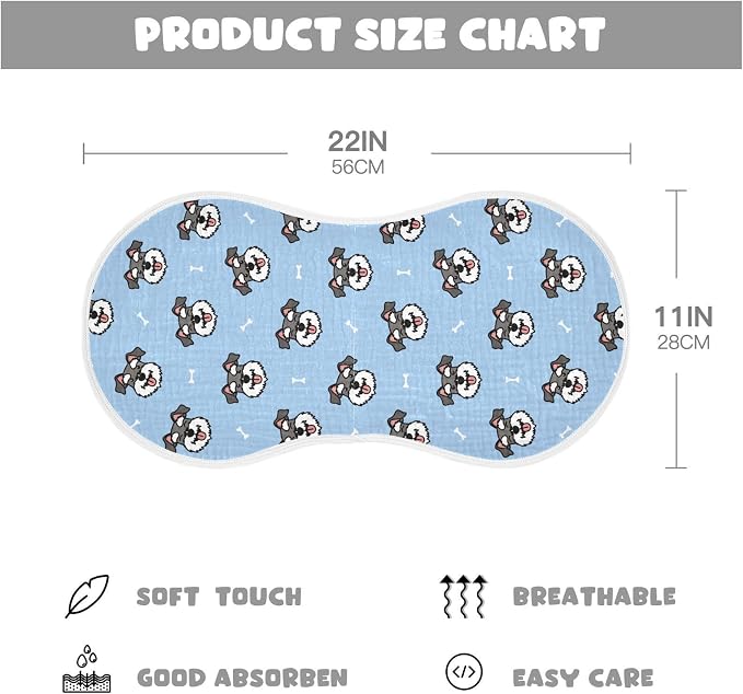 vvfelixl Baby Burp Cloths Miniature Schnauzer Dog Heads Baby Newborn Cotton Burping Cloths Set Baby Washcloths 4 Pack