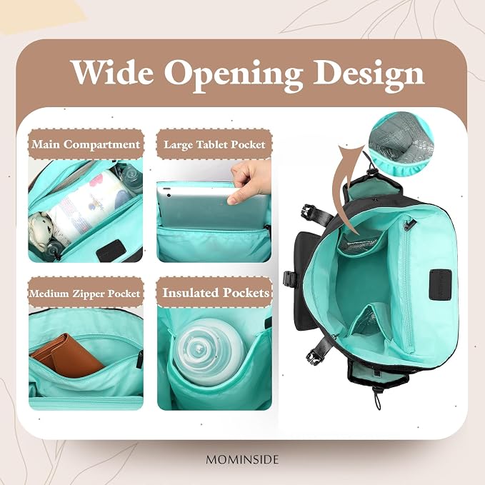 MOMINSIDE Small Diaper Bag Backpack, Diaper Bag Organizing Pouches, Mini Diaper Bag Mini Diaper Bag Purse, Travel Baby Diaper Bag for Girls, Stroller Straps, Baby Registry
