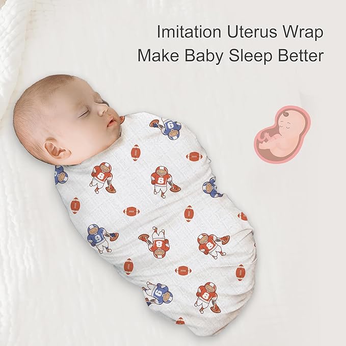 Muslin Swaddle Blankets for Newborn, 2 Pack Large 47"x47" Soft Breathable Bamboo Cotton Baby Blanket, Lightweight Receiving Blanket for Boys and Girls, Ball Games