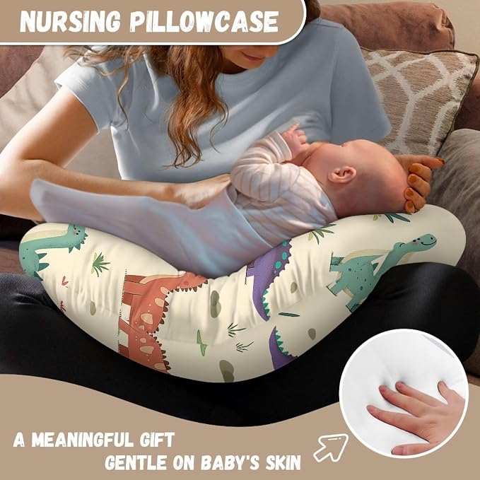 Dinosaur Leaves Nursing Pillow and Positioner Detachable Newborn Original Breastfeeding Slipcover Case U-Shaped Head Support Protector Cushion Easy Care