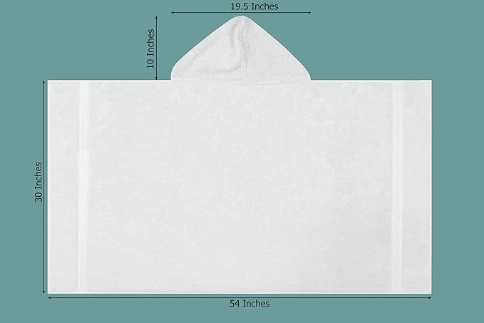 ORIGINAL KIDS Hooded Bath Towel Wrap - 2 Pack - Ultra Soft 100% Cotton Terry Large Oversized Hooded Kids Towel - Shower Pool Beach - 579 GSM Absorbent Quick Dry Plush Gift - 30 x 54 - White