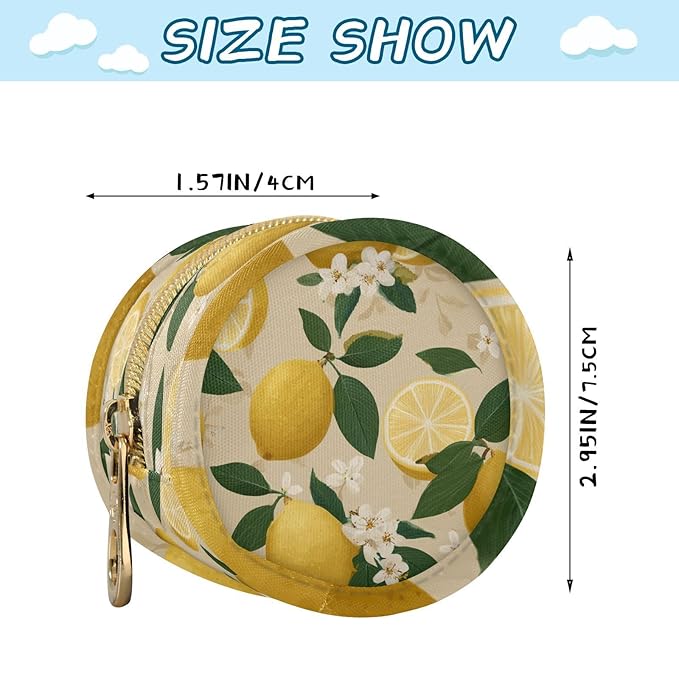 Pacifier Holder with Clip Pacifier Case for Diaper Bag Round Baby Pacifier Pouch Box Bag Portable Beige Lemons and Flowers
