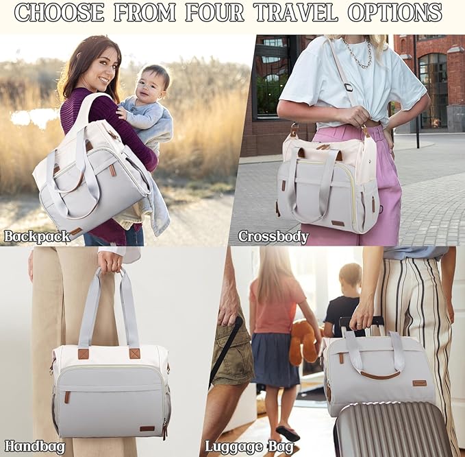 Pripher Diaper Bag Backpack Mommy Bag Large Capacity Diaper Backpack Travel Essential Baby Diaper Bag for Mom and Dad, Blue & Beige