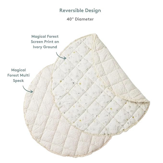Pehr Baby Play Mat, Magical Forest | Ultra-Soft Quilted 100% Cotton Exterior with Plush Polyester Fiberfill | 40??Diameter