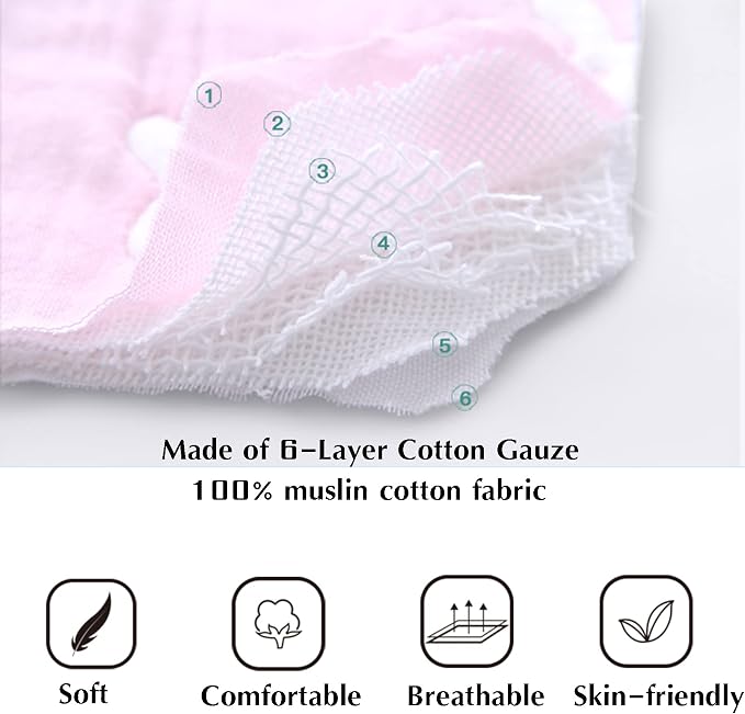 TONWHAR Muslin Baby Blankets,6-Layer Cotton Gauze, Soft and Breathable Baby Quilt,Kids Summer Blanket,Baby Bath Towel (Yellow Duck)