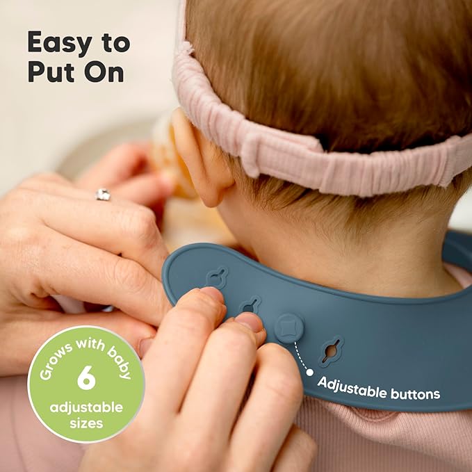 KeaBabies 2-Pack Silicone Bibs for Babies, Toddlers Girl, Boy ??Sturdy Food-Grade Baby Bibs for Eating, Large Food Catcher, Clean & Put On Easily, Waterproof Toddler Feeding Essentials (Valiant)