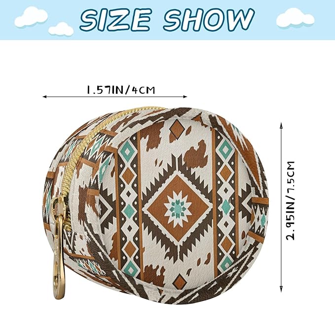 Tribal Cow Print Pacifier Holder Case Portable Newborn Baby Pacifiers Pouch with Clip for Boys & Girls