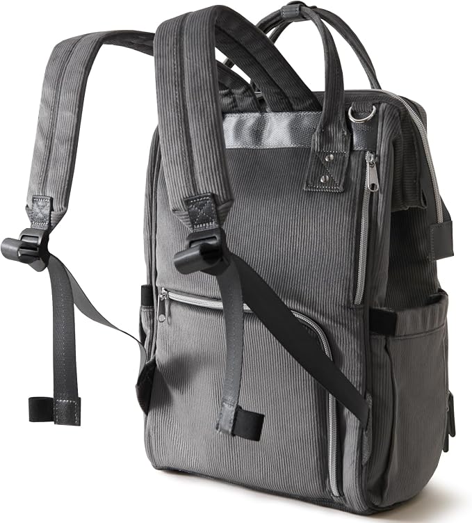 SUNVENO Velvet Stitching Diaper Bag Backpack Large Capacity Tote Shoulder Nappy Bag Organizer for Baby Care with Insulated Pockets,Waterproof Fabric, Grey