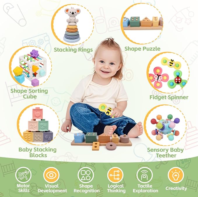 YHHYTOY Montessori Baby Toys Set for 9-18 Months, Infant Sensory Toys Color Learning and Musical Enlightenment