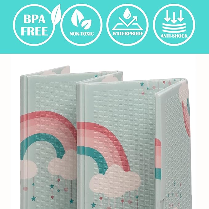 JumpOff Jo Foldable Foam Play Mat ??Large Waterproof Baby & Toddler Activity Floor Mat, Double-Sided 70 x 59 Inch Play Surface