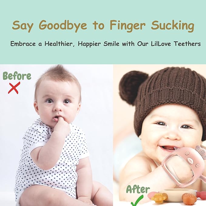Baby Teething Toys by Komfy LilLove, No Drop Teether and Ring Teether for Baby Teething Relief, Non-Toxic Infant Toys 0-6 6-12 Months, CPC Certified Teething Mitten, Baby teether Toys ??2 Pack