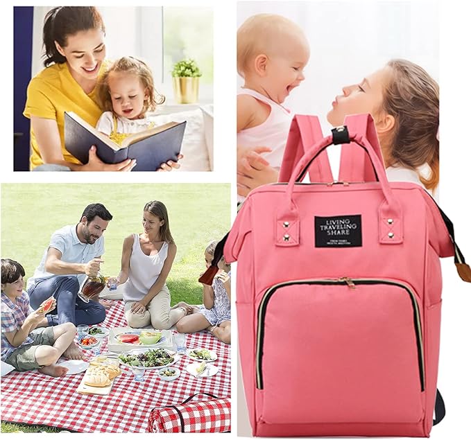 Timberer Diaper Bag with Organizing Pouches, Nappy Bags Handbag Multifunction Diaper Bag for Baby Care Travel Backpack Large Capacity Rose