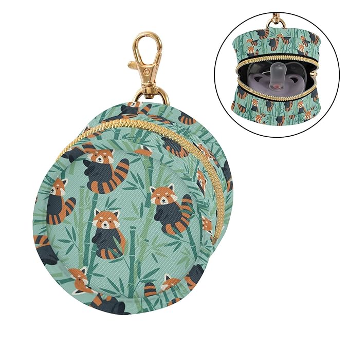 Red Panda Teal Pattern Pacifier Case for Travel Clip-On Pacifier Holder Baby Pacifier Pod for Diaper Bag Stroller Baby Essentials
