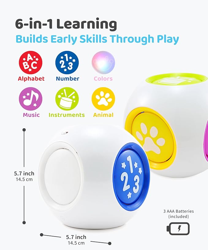 BEST LEARNING Learning Cube - Talking Educational Musical Toy for Baby and Toddler | 10 Nursery Rhymes, ABC, 123, Colors & 15 Animal Sounds | First Birthday Gift Boys & Girls 6 Months-3 Years