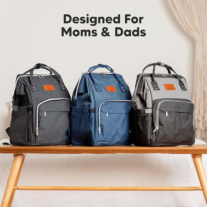 KeaBabies Baby Diaper Bag Backpack - Large Baby Bag for Boys, Girls, Waterproof Multi Function Travel Diaper Backpack with Changing Pad, Durable Travel Essentials for Moms and Dads (Navy Blue)