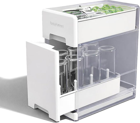 Baby Brezza Covered Drying Rack & Countertop Organizer - Vertical Bottle Storage with Lid - Fits Large 8 Bottle Capacity Plus Accessories to Keep Items Tidy