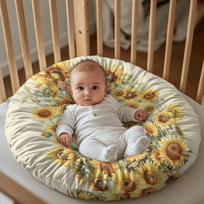 Sunflower Cat Pillow Cover Breastfeeding Pillow Slipcover for Baby Boys & Girls Nursing Pillow Case for Newborn Soft Fabric Fits Snug On Infant Washable & Breathable