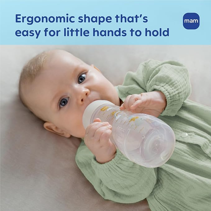MAM Easy Active Baby Bottle 4 Pack, 11oz, BPA Free, Fast Flow Silicone Nipple, Anti-Slip Grip, Leak-Proof, 4+ Months, Cotton
