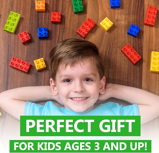 50 Pcs Jumbo Building Blocks for Toddlers (25 Square & 25 Rectangle Bricks) | Compatible Big Construction Bricks in 5 Colors | Kids Ages 3+ STEM Toy